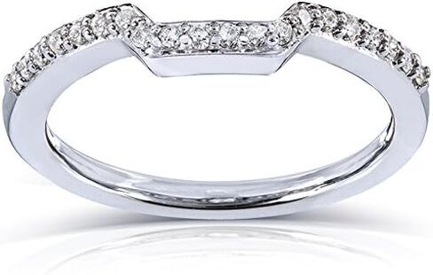 Kobelli Round-cut Contoured Diamond Band 1/6 Carat (ctw) in 14k White Gold in Saudi Arabia