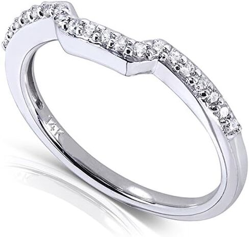 Kobelli Round-cut Contoured Diamond Band 1/6 Carat (ctw) in 14k White Gold in Saudi Arabia