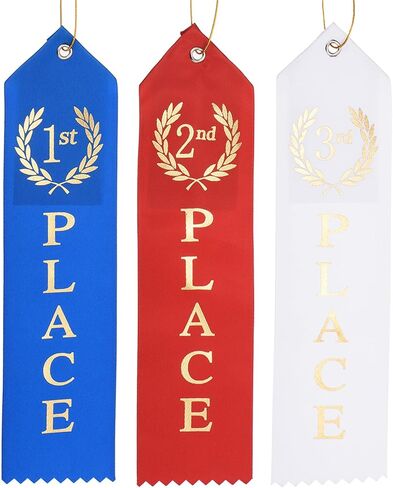 PATIKIL Award Ribbons, 36 Pcs 4th Place Prize Medal Ribbon with Event Card & Rope for Sports Events Competitions Challenges Prize Ornaments, Yellow in Saudi Arabia