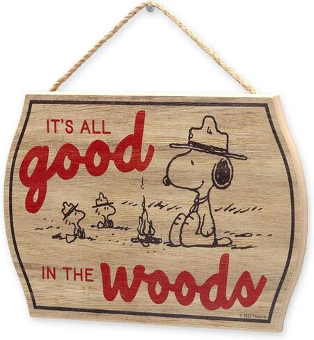 Peanuts Snoopy It's All Good In the Woods ديكور حائط خشبي معلق - علامة سنوبي ممتعة للمقصورة أو منزل البحيرة أو التخييم in Kuwait