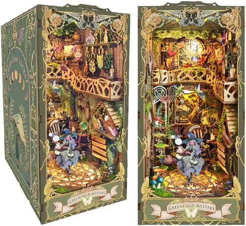 Book Nook Kit, DIY Miniature House Kit for Adults Activity Mini Puzzle Tiny Home Garden Dollhouse Kit Bookshelf Decor Gift for Women Teenagers Craft Lovers Spring Island （SQ-46 in Saudi Arabia