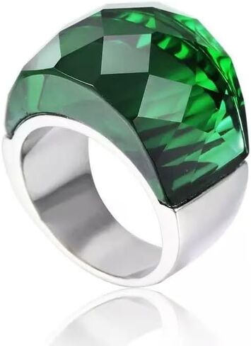 Green Cubic Zirconia Cocktail Ring Gold Plated Statement Jewelry for Women Size 8 in Saudi Arabia