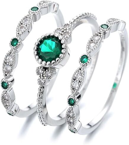 Amy & Annette Bezel French Milgrain Ring Set - Exquisite Elegance - Hypoallergic in Kuwait