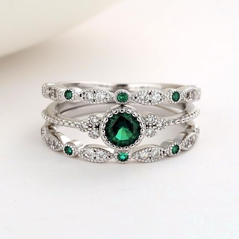 Amy & Annette Bezel French Milgrain Ring Set - Exquisite Elegance - Hypoallergic in Kuwait