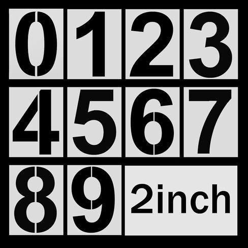 4 Inch Number Stencils, Plastic Number Stencil 0-9 Reusable House Numbers Stencil Curb Stencil Kit for Painting on Road, Wall, Wood, Mailbox, Cakes, Trucks(10 pcs) in Kuwait
