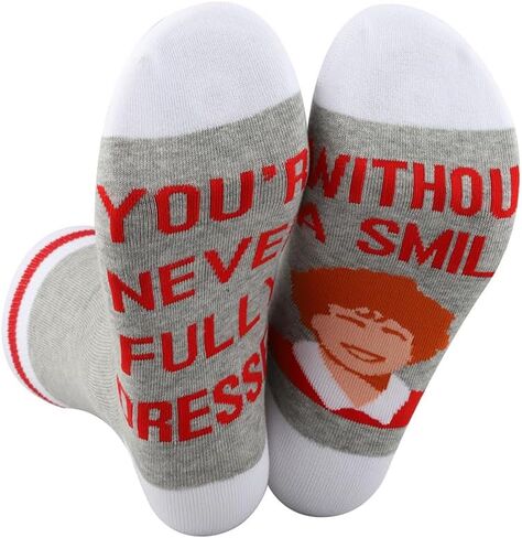 G2TUP Red Ribbon Gir-l Musical Socks Orphan Gift You're Never Fully Dressed Without a Smile Hope in Scarlet Musical Socks in Saudi Arabia