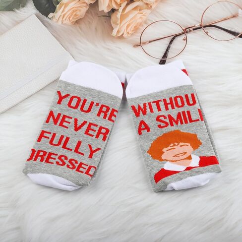 G2TUP Red Ribbon Gir-l Musical Socks Orphan Gift You're Never Fully Dressed Without a Smile Hope in Scarlet Musical Socks in Saudi Arabia