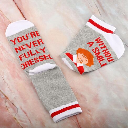 G2TUP Red Ribbon Gir-l Musical Socks Orphan Gift You're Never Fully Dressed Without a Smile Hope in Scarlet Musical Socks in Saudi Arabia