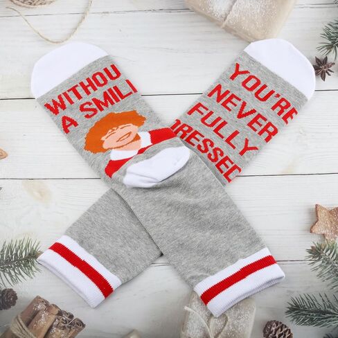 G2TUP Red Ribbon Gir-l Musical Socks Orphan Gift You're Never Fully Dressed Without a Smile Hope in Scarlet Musical Socks in Saudi Arabia
