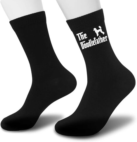 Funny Dog Dad Socks, Black Crew Socks for Dog lovers in Saudi Arabia