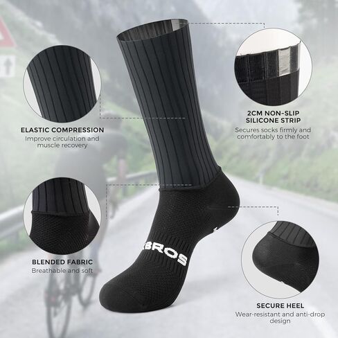 ROCKBROS Cycling Compression Socks,Crew Length,Non-Slip,Breathable&Wicking,Road,Bike Sports and Running for Men Women,3-Packs in Saudi Arabia