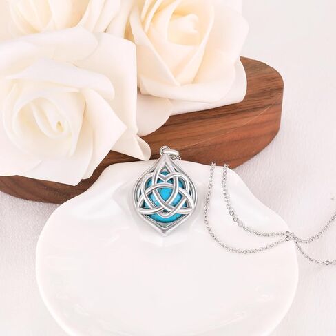 Celtic Knot Turquoise Earrings and Necklace Set for Women Sterling Silver Hypallergenic Leverback Earrings Classic Adjustable Pendant Necklace Jewelry Gifts for Mom Wife in Saudi Arabia