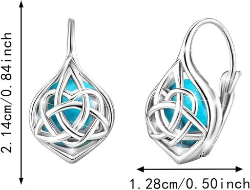 Celtic Knot Turquoise Earrings and Necklace Set for Women Sterling Silver Hypallergenic Leverback Earrings Classic Adjustable Pendant Necklace Jewelry Gifts for Mom Wife in Saudi Arabia