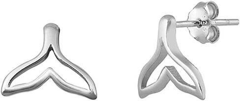 Sterling Silver Whale Tail Stud Earrings in Saudi Arabia