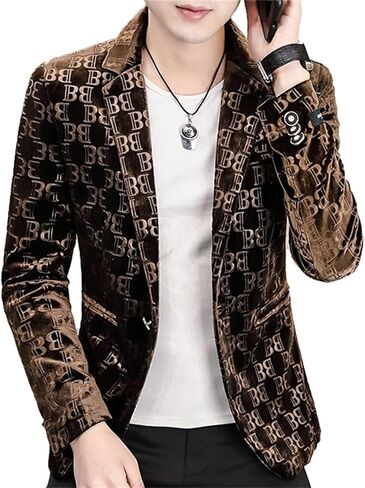 Men's Velvet Suit Jacket Casual Button Slim Fit Sport Business Coat Fashion Work Blazer Fashion Jackets in Saudi Arabia