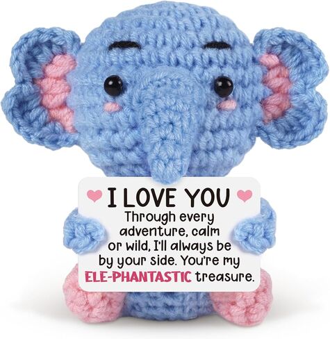 Valentines Day Gifts for Him Her, Romantic I Love You Boyfriend Girlfriend Valentines Day Gifts, Wedding for Women Men Couples Husband Wife, Handmade Emotional Crochet Elephant Doll in Saudi Arabia