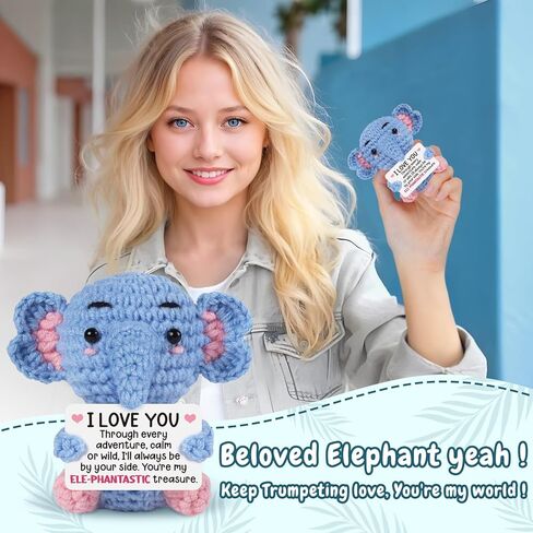 Valentines Day Gifts for Him Her, Romantic I Love You Boyfriend Girlfriend Valentines Day Gifts, Wedding for Women Men Couples Husband Wife, Handmade Emotional Crochet Elephant Doll in Saudi Arabia
