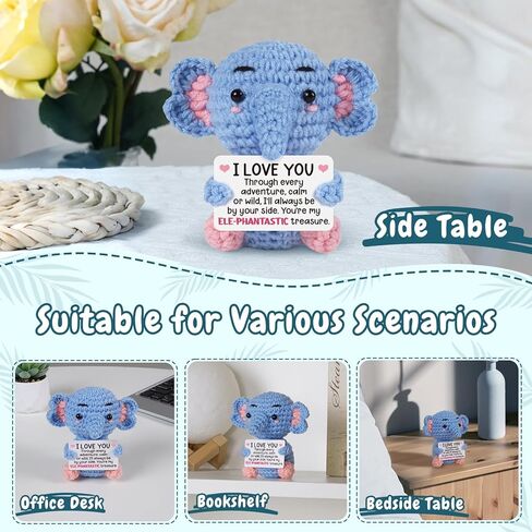 Valentines Day Gifts for Him Her, Romantic I Love You Boyfriend Girlfriend Valentines Day Gifts, Wedding for Women Men Couples Husband Wife, Handmade Emotional Crochet Elephant Doll in Saudi Arabia