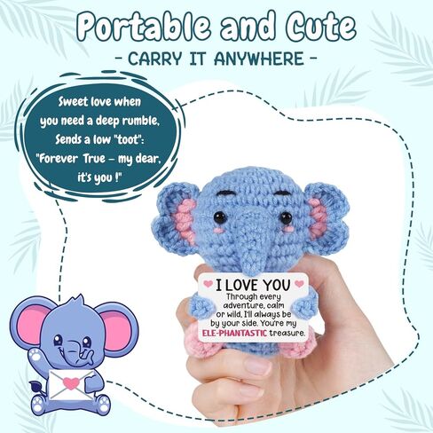 Valentines Day Gifts for Him Her, Romantic I Love You Boyfriend Girlfriend Valentines Day Gifts, Wedding for Women Men Couples Husband Wife, Handmade Emotional Crochet Elephant Doll in Saudi Arabia