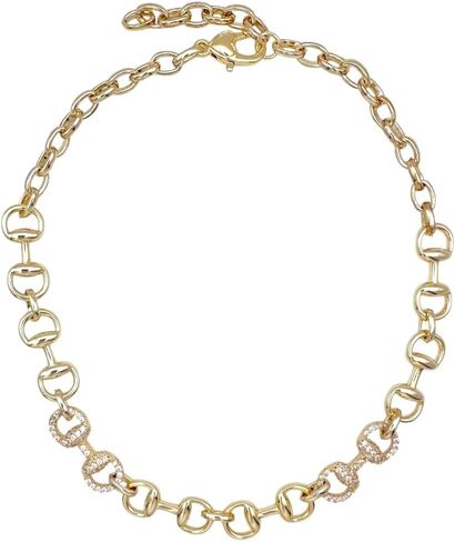 Gold Equestrian Horse Bit Chain Necklace Collection, Snaffle Toggle Clasp, Long Link Station Style, Fashion Jewelry in Saudi Arabia