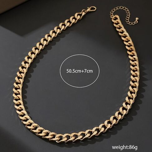 Chunky Cuban Link Curb Chain Necklace for Women Men Dainty 18K Gold Silver Tone Choker Thick Trendy Statement Diamond Cut Punk Hip Hop Cuban Chain Jewelry christmas gifts friendship gifts in Saudi Arabia