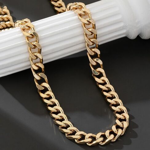 Chunky Cuban Link Curb Chain Necklace for Women Men Dainty 18K Gold Silver Tone Choker Thick Trendy Statement Diamond Cut Punk Hip Hop Cuban Chain Jewelry christmas gifts friendship gifts in Saudi Arabia