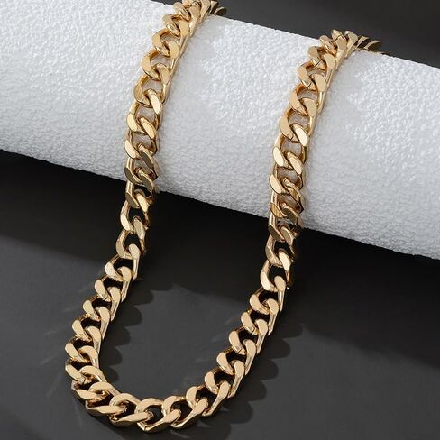 Chunky Cuban Link Curb Chain Necklace for Women Men Dainty 18K Gold Silver Tone Choker Thick Trendy Statement Diamond Cut Punk Hip Hop Cuban Chain Jewelry christmas gifts friendship gifts in Saudi Arabia