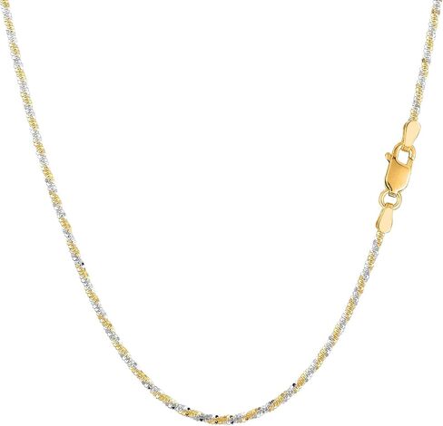 Jewelry Affairs 14k 2 Tone Yellow And White Gold Sparkle Chain Necklace, 1.5mm in Saudi Arabia