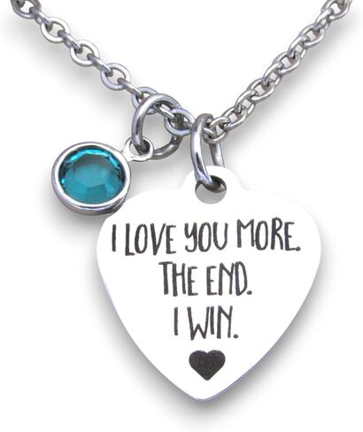 قلادة I Love You More مع جوهرة الميلاد، مجوهرات القلب، هدية عيد ميلاد للزوجة والصديقة in Kuwait