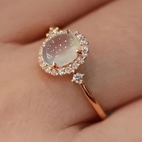 Golden Plated Copper with Elegant Moonstone Cubic Zirconia Engagement Rings Wedding Bridal Band Promise Rings Evening Parties Anniversary Valentine's Day Gifts Eternity Bands for Women in Saudi Arabia