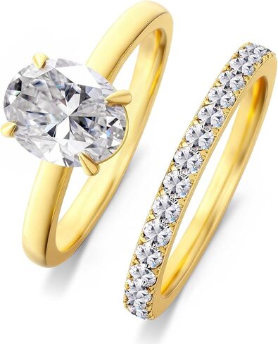 Engagement Rings for Women,Two-in-One Halo Wedding Promise Cubic Zirconia Band,18K Gold Plated Stainless Steel Wedding Ring Set for Women,Promise Ring for Anniversary or Proposal in Saudi Arabia
