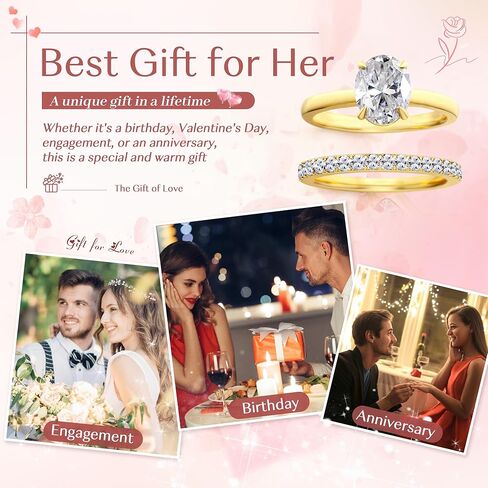 Engagement Rings for Women,Two-in-One Halo Wedding Promise Cubic Zirconia Band,18K Gold Plated Stainless Steel Wedding Ring Set for Women,Promise Ring for Anniversary or Proposal in Saudi Arabia