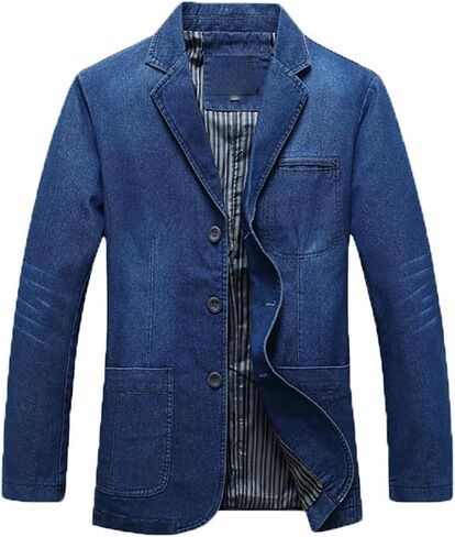 معطف رياضي XYGJZ للرجال من قماش الدنيم الكلاسيكي بثلاثة أزرار وصدر واحد in Kuwait