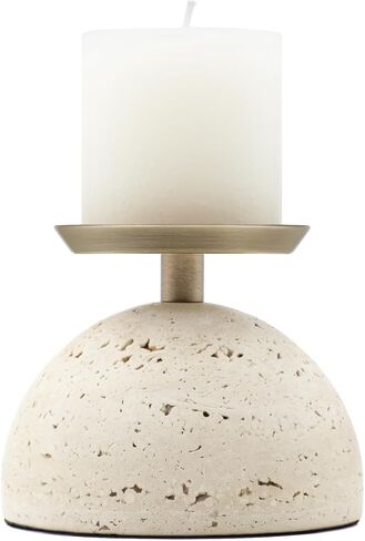 Marble Pillar Candle Holder, Travertine Candle Holder Centerpiece for Cozy Home Décor, Stone Candle Holder Plate Decorative for Coffee Table Decor for Living Room, Dining Table Centerpiece in Saudi Arabia