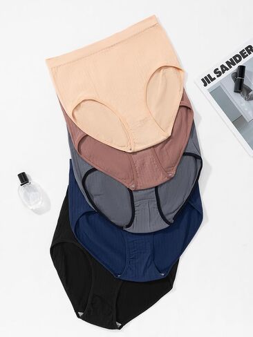 5-Pack Plus Size Briefs for Women, High-Waisted Stripe Comfortable and Breathable Full Coverage Panties in Saudi Arabia