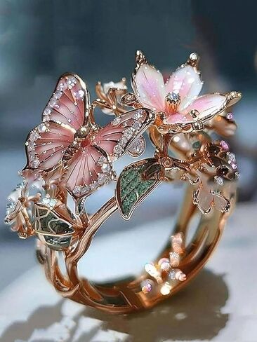 Elegant Zirconia Flower Ring Jewelry Open Ring For Women Wedding Party Valentine's Day Gift Mother's Day Gift in Saudi Arabia