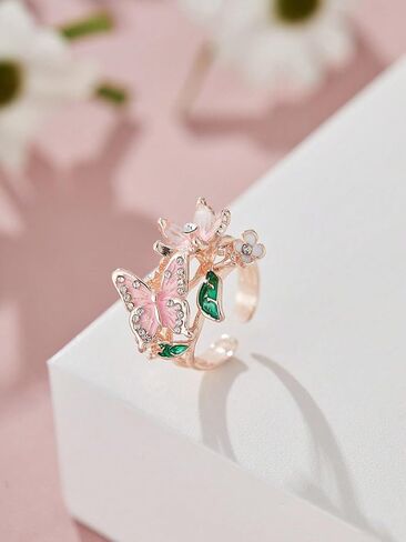 Elegant Zirconia Flower Ring Jewelry Open Ring For Women Wedding Party Valentine's Day Gift Mother's Day Gift in Saudi Arabia