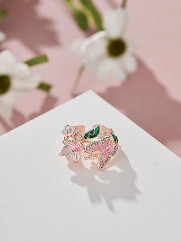 Elegant Zirconia Flower Ring Jewelry Open Ring For Women Wedding Party Valentine's Day Gift Mother's Day Gift in Saudi Arabia