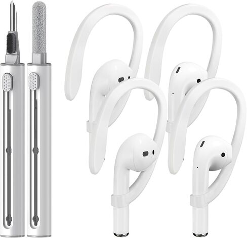 اثنين من أزواج السنانير الأذن مصممة ل Apple Airpods 1 ، 2 ، 3 ، 4th Pro و Pro 2 ، مع تنظيف القلم ، وملحقات سماعات الأذن ، وسنانير الأذن الرياضية المضادة للانزلاق ، وبناء TPU متينة ، للركض ، وركوب الدراجات ، و Gym in Kuwait