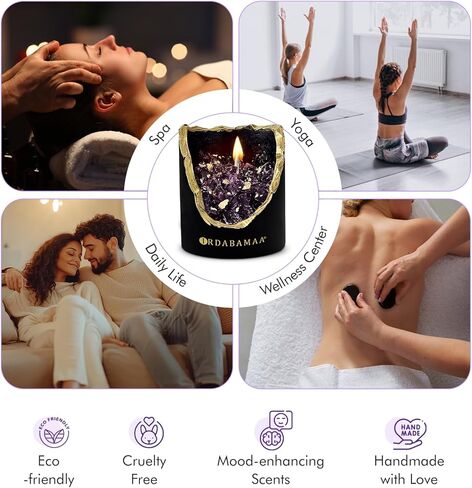 شموع معطرة لديكور المنزل، شموع الصويا والفانيليا المصنوعة يدويًا لمنزل معطر، أداة استنشاق أنيقة ومطابقات زخرفية، علاج برائحة اللافندر والأرز، مجموعة هدايا فريدة للمناسبات الخاصة، أرجواني in Kuwait