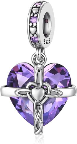 Birthstone Charm, 925 Sterling Silve Heart Dangle Charms for Pandora Bracelets, Ladies Birthday Gift in Saudi Arabia