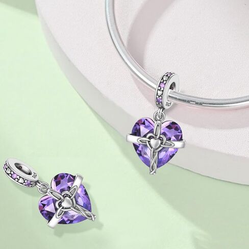 Birthstone Charm, 925 Sterling Silve Heart Dangle Charms for Pandora Bracelets, Ladies Birthday Gift in Saudi Arabia
