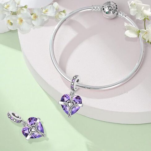 Birthstone Charm, 925 Sterling Silve Heart Dangle Charms for Pandora Bracelets, Ladies Birthday Gift in Saudi Arabia
