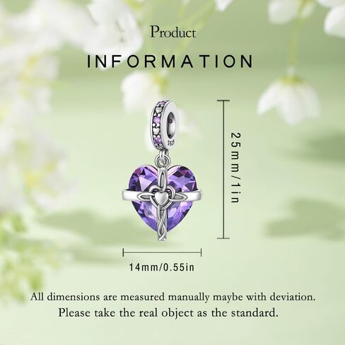 Birthstone Charm, 925 Sterling Silve Heart Dangle Charms for Pandora Bracelets, Ladies Birthday Gift in Saudi Arabia