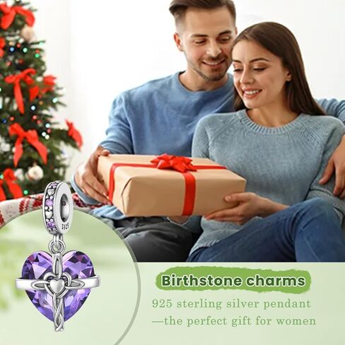 Birthstone Charm, 925 Sterling Silve Heart Dangle Charms for Pandora Bracelets, Ladies Birthday Gift in Saudi Arabia