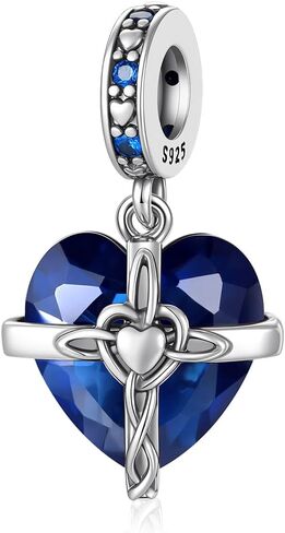 Birthstone Charm, 925 Sterling Silve Heart Dangle Charms for Pandora Bracelets, Ladies Birthday Gift in Saudi Arabia