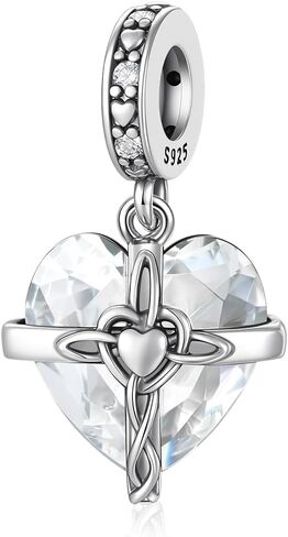 Birthstone Charm, 925 Sterling Silve Heart Dangle Charms for Pandora Bracelets, Ladies Birthday Gift in Saudi Arabia
