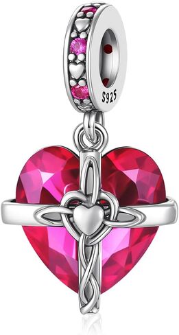 Birthstone Charm, 925 Sterling Silve Heart Dangle Charms for Pandora Bracelets, Ladies Birthday Gift in Saudi Arabia