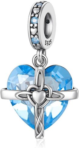 Birthstone Charm, 925 Sterling Silve Heart Dangle Charms for Pandora Bracelets, Ladies Birthday Gift in Saudi Arabia