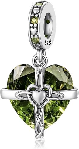 Birthstone Charm, 925 Sterling Silve Heart Dangle Charms for Pandora Bracelets, Ladies Birthday Gift in Saudi Arabia